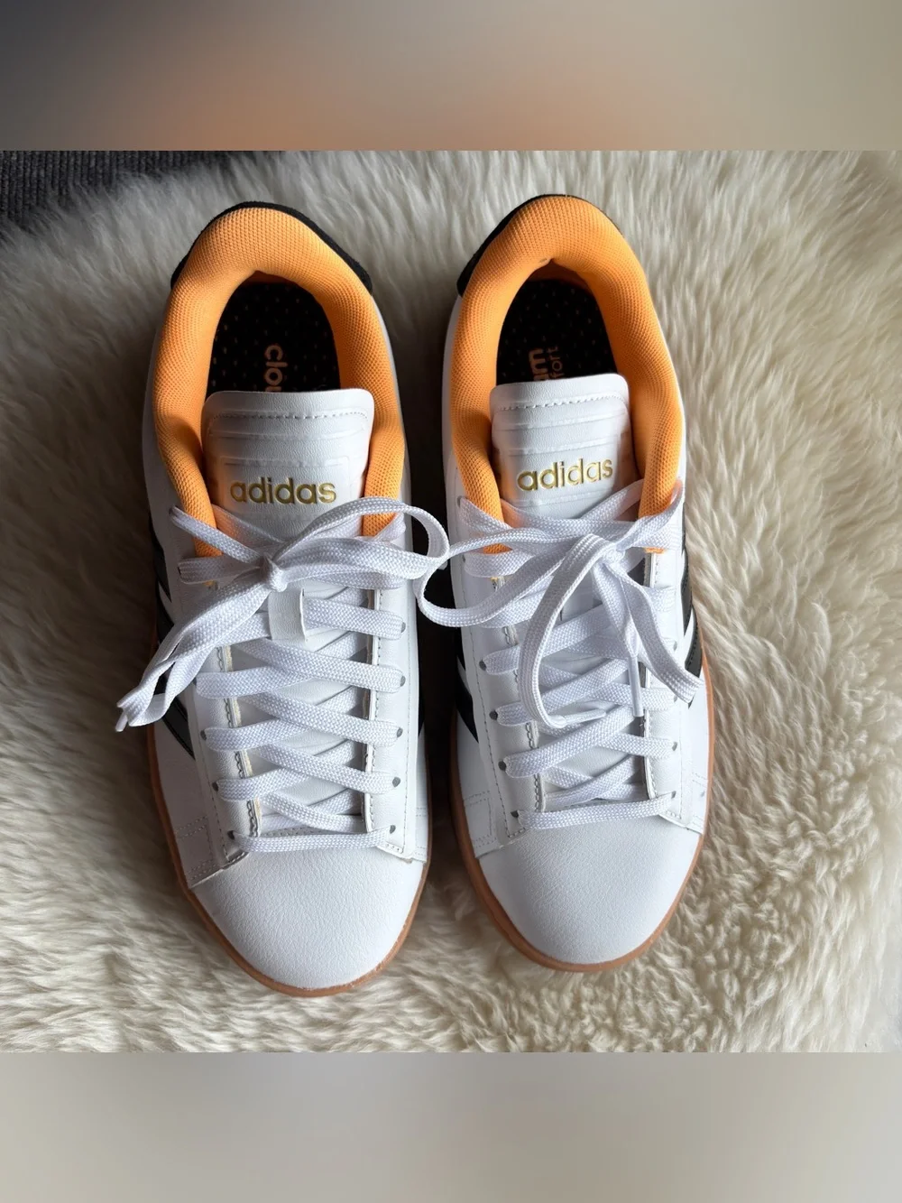 Adidas Women’s Grand Court Alpha Sneakers in White Flash Orange 7.5